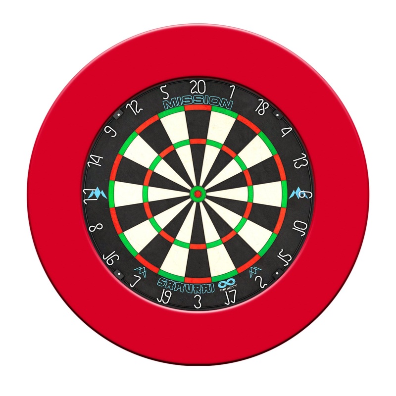 Mission Samurai Infinity Dartboard Set – Dart Board & Surround – Red