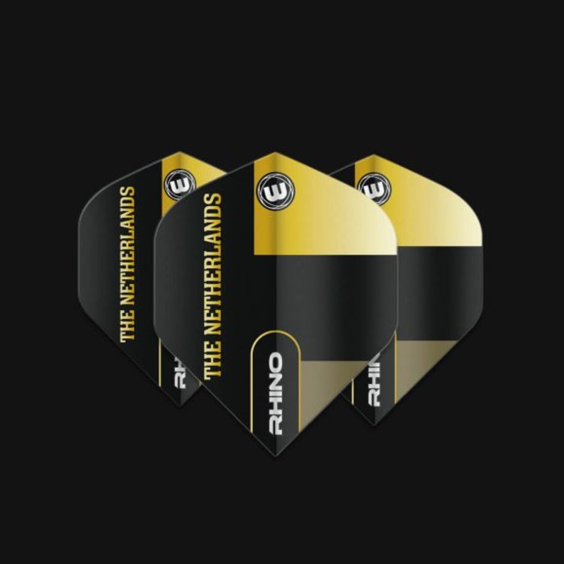 Winmau Rhino Black & Gold Flag – Netherlands Extra Thick Standard Standard 100 Micron Poly metronic extra thick