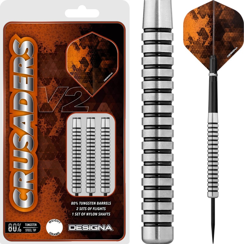 Designa – Crusader V2 M2 Darts – Steel Tip – 80% Tungsten – 21g 23g 25g 27g 21 grams