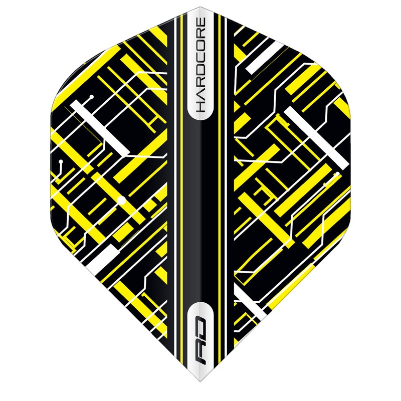 Hardcore Radical Black & Yellow Standard Dart Flights by Red Dragon