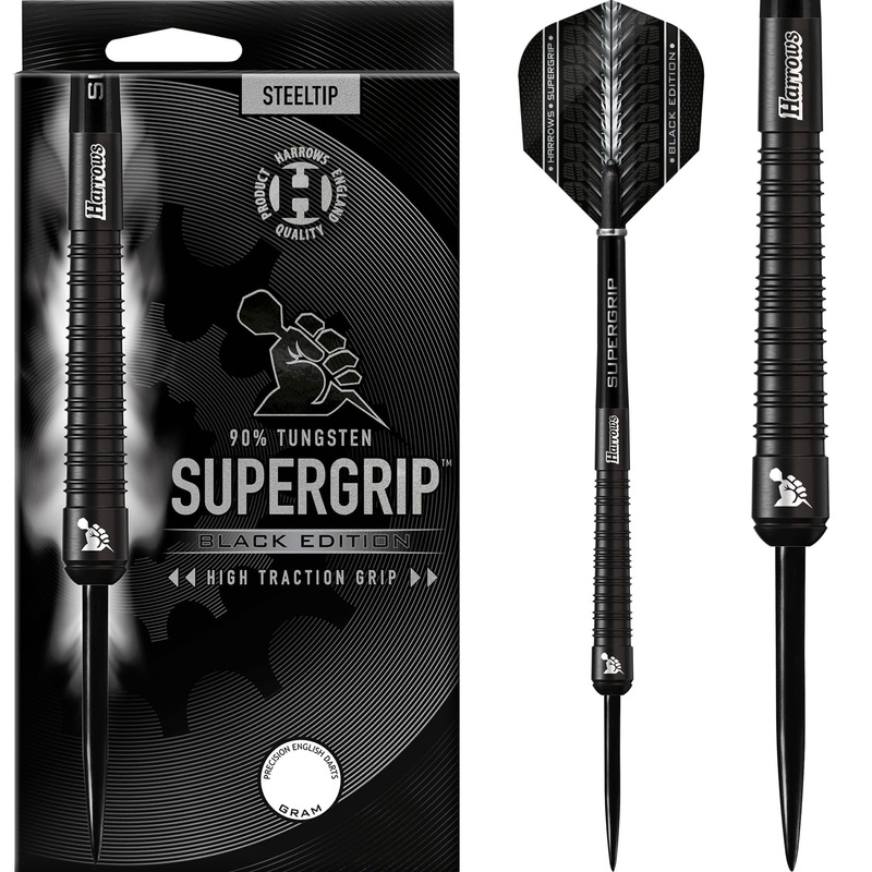 Harrows Supergrip Black Darts – Steel Tip 21g