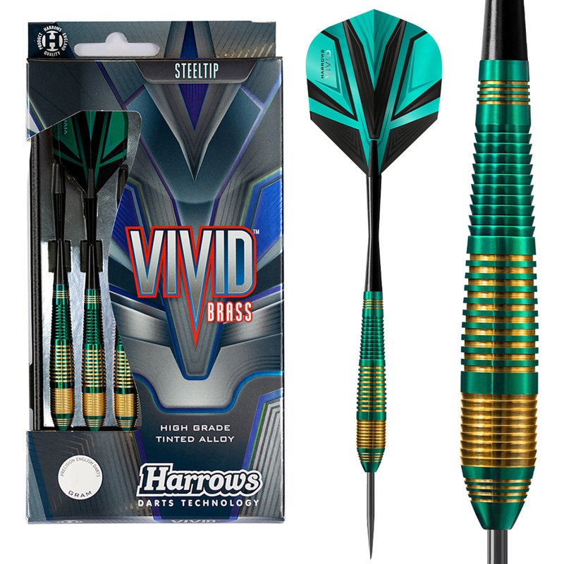 Harrows Vivid Green Brass Steel Tip Darts 22 Gram