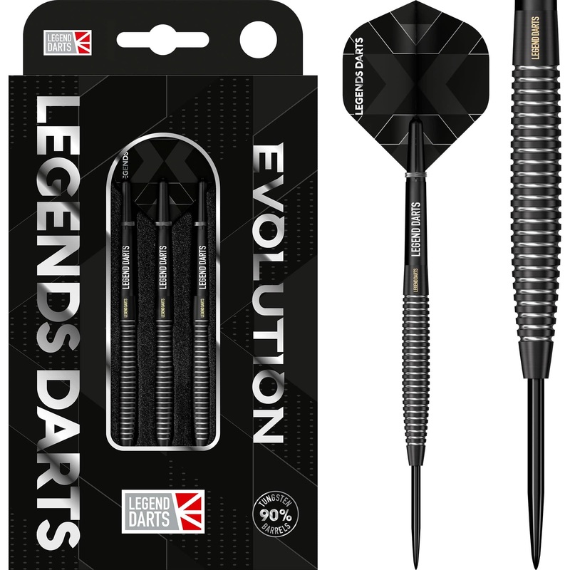 *Legend Darts – Steel Tip – Revolution Series – B08 – Black – Torpedo Ring 21g