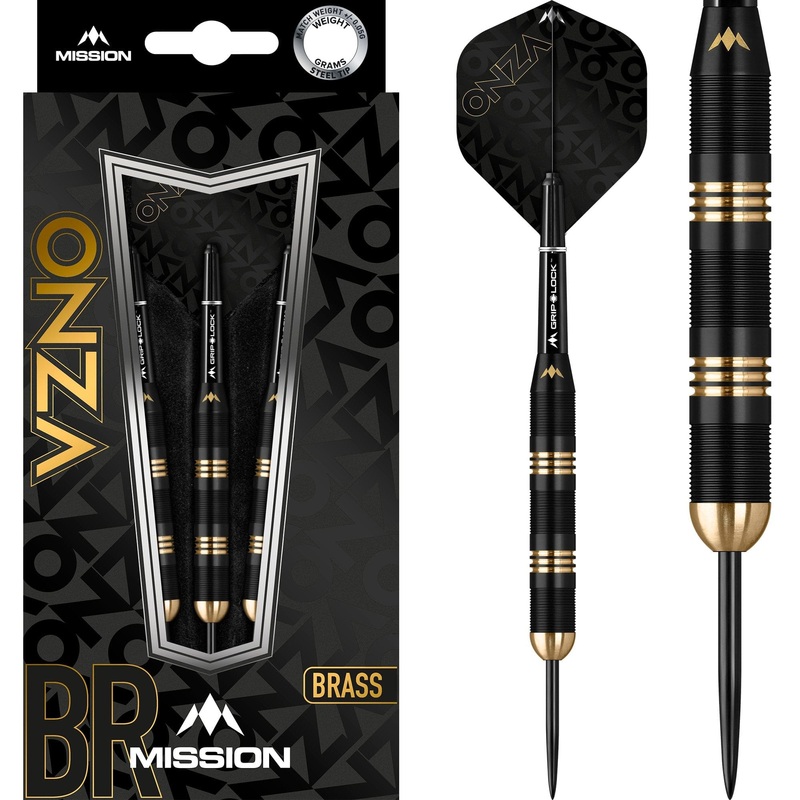 Mission Onza Darts – Steel Tip Brass – M1 – Black & Gold 24g
