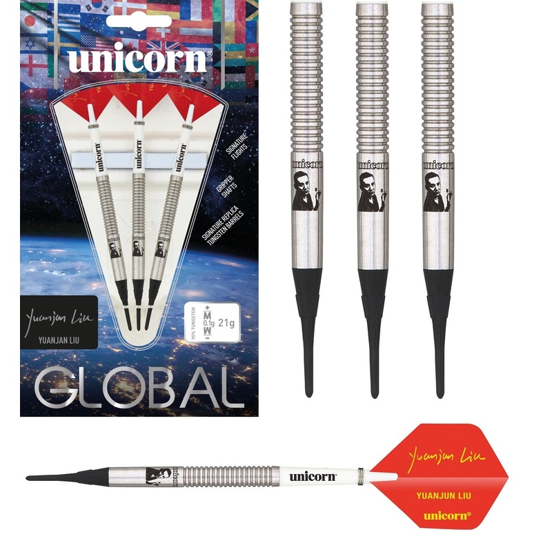 Yuanjun Liu Global 90% Tungsten Soft Tip Darts by Unicorn 21 Gram