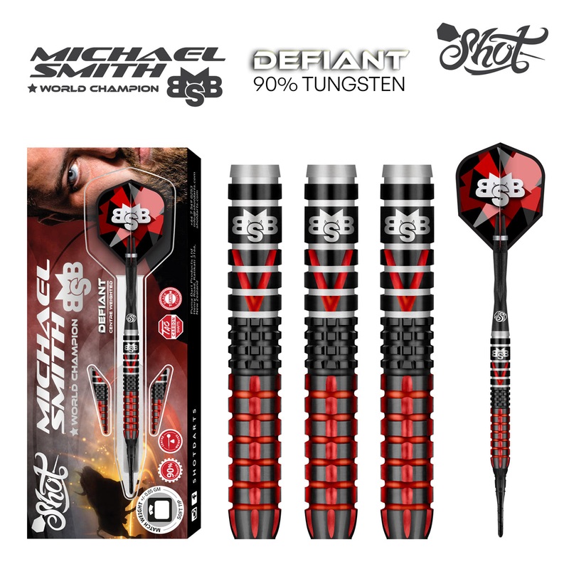 Michael Smith Defiant 90% Tungsten Soft Tip Darts by Shot 18 Gram