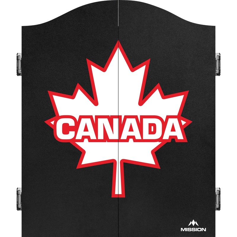 Mission Dartboard Cabinet – Canada Design – Black – Maple Leaf