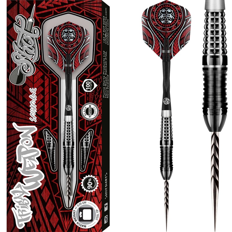 Shot Tribal Weapon Darts – Steel Tip Tungsten – Savage 22g