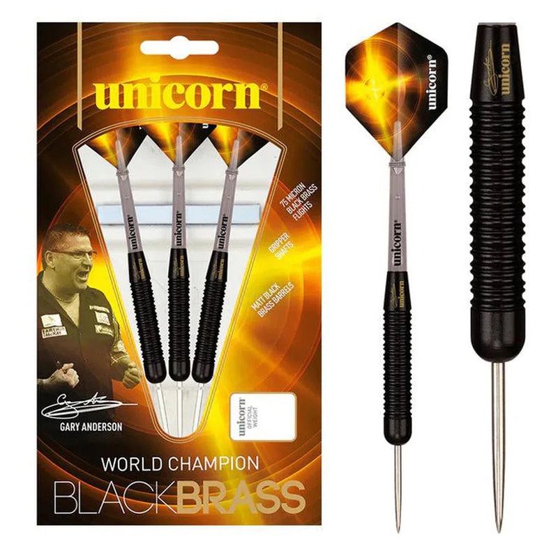 Unicorn Gary Anderson Style 1 Black Brass Steel Tip Darts 23 GRAM