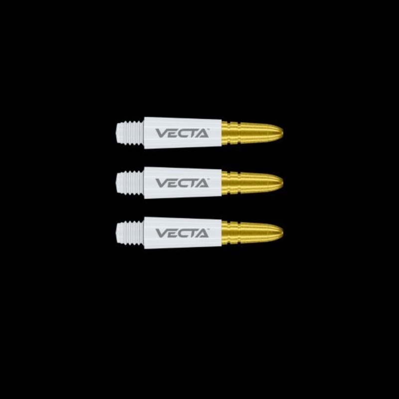 Winmau Vecta White & Gold Short Shafts Polycarbonate Short (34mm in length excluding thread) White & Gold