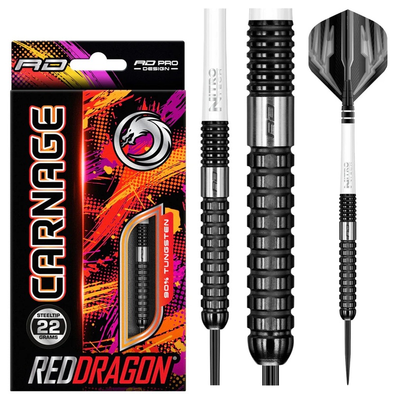 Carnage 2 90% Tungsten Steel Tip Darts by Red Dragon 22 Gram