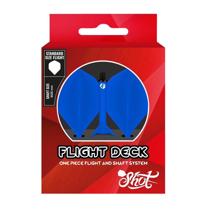 Shot Flight Deck One Piece Dart Flight and Shaft System Blue In-Between