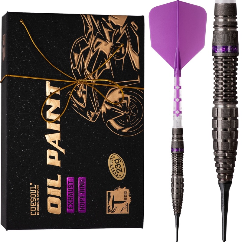 Cuesoul Motorcycle Darts – Soft Tip Tungsten – Exhaust – Hope Ring – Purple 23g