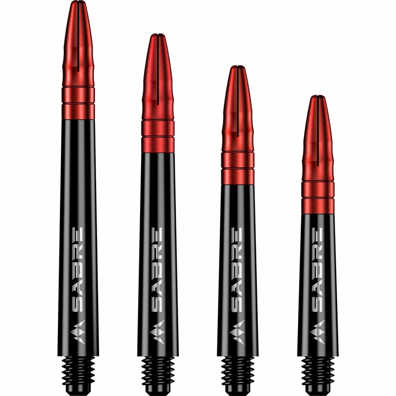 *Mission Sabre Shafts – Polycarbonate Dart Stems – Black – Red Top Medium