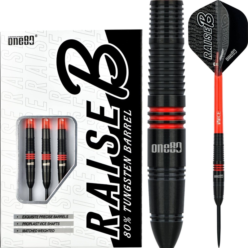 One80 – Raise B Darts – Red – Steel Tip – 80% Tungsten – 21g 23g 21 grams