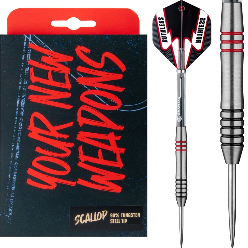 *Ruthless Scallop Darts – Steel Tip – Twin Ring – Black & Red – 24g 24g