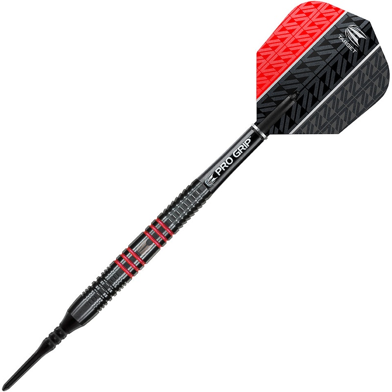 Target Vapor 8 Black Soft Tip Darts – Ringed Grip Red 19gm