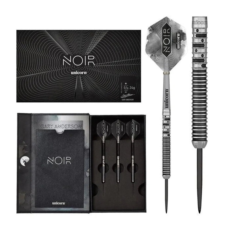 Unicorn Gary Anderson World Champion Phase 5 Deluxe Noir 90% Tungsten Steel Tip Darts 21 GRAM