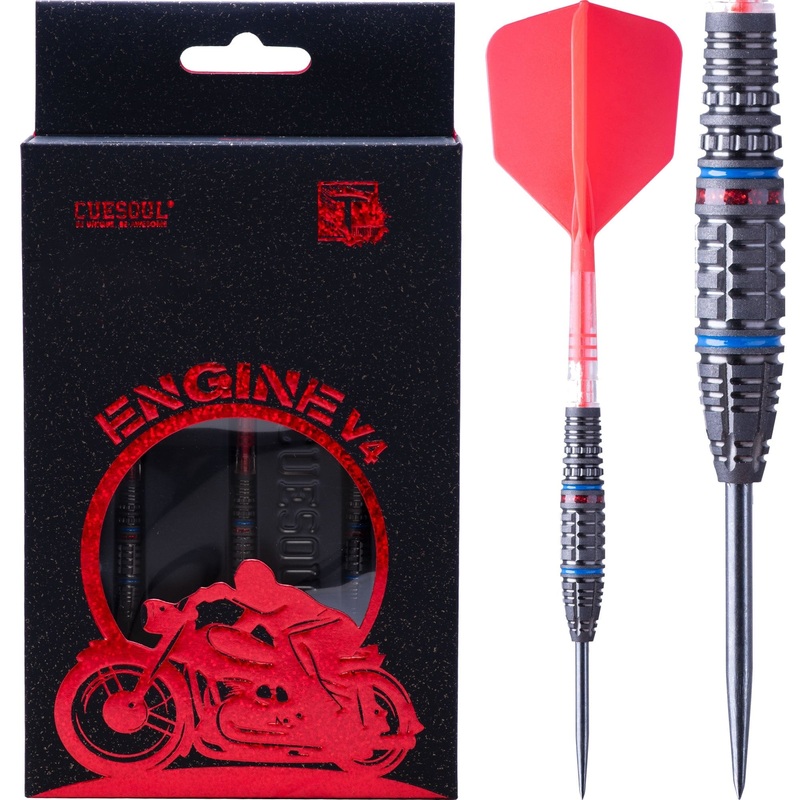 Cuesoul Engine V4 Darts – Steel Tip – 90% Tungsten – Hope Ring – Red 21g