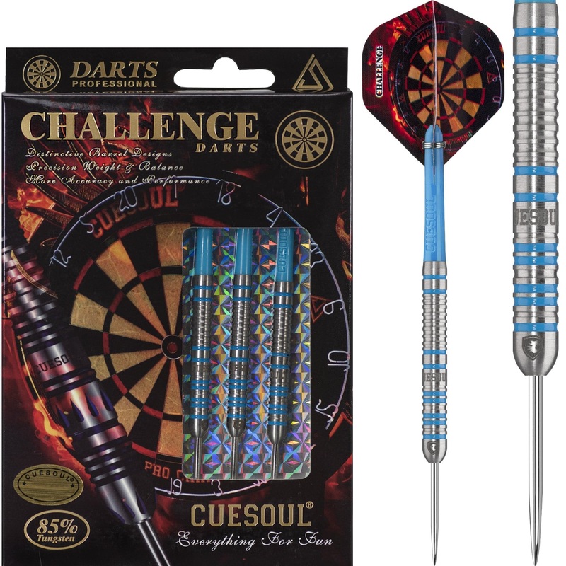 *Cuesoul – Steel Tip Tungsten Darts – Challenge – Multi Ring – Double Ring – Blue 22g