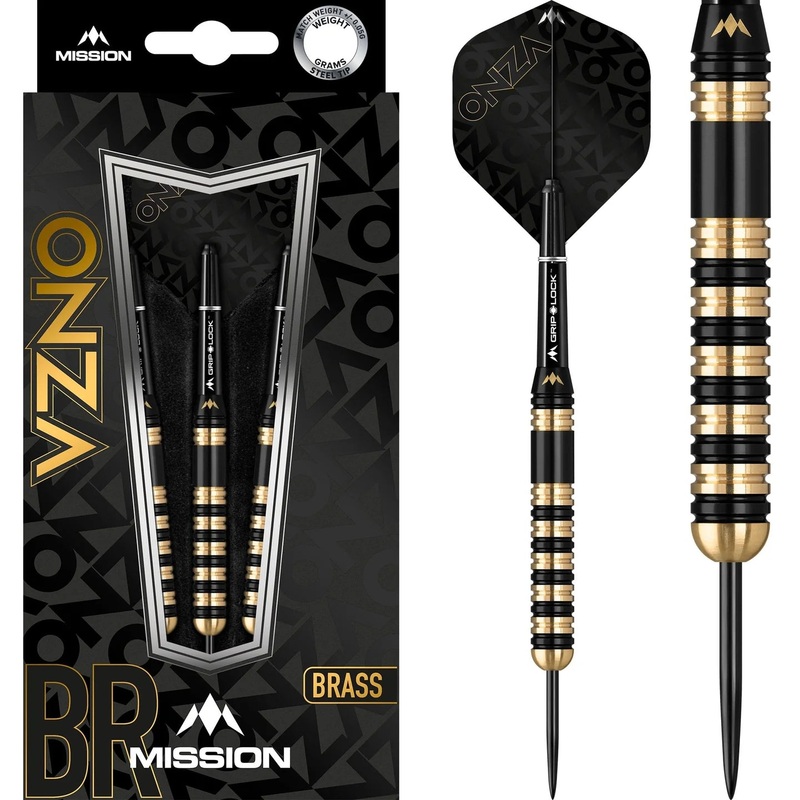 Mission Onza Darts – Steel Tip Brass – M3 – Black & Gold 23g