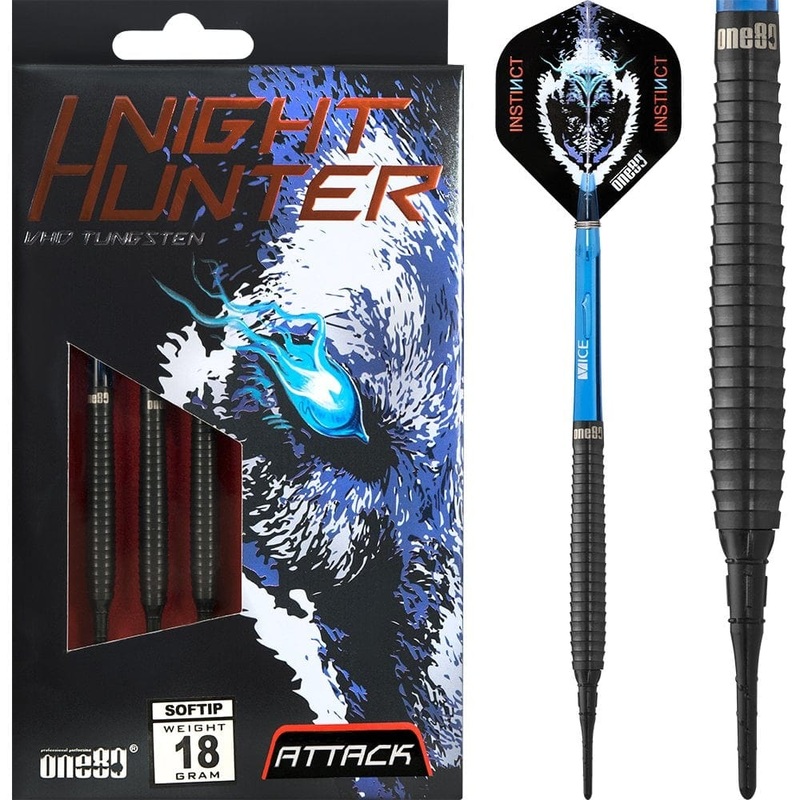 One80 Night Hunter Darts – Soft Tip – Black – Attack 16g