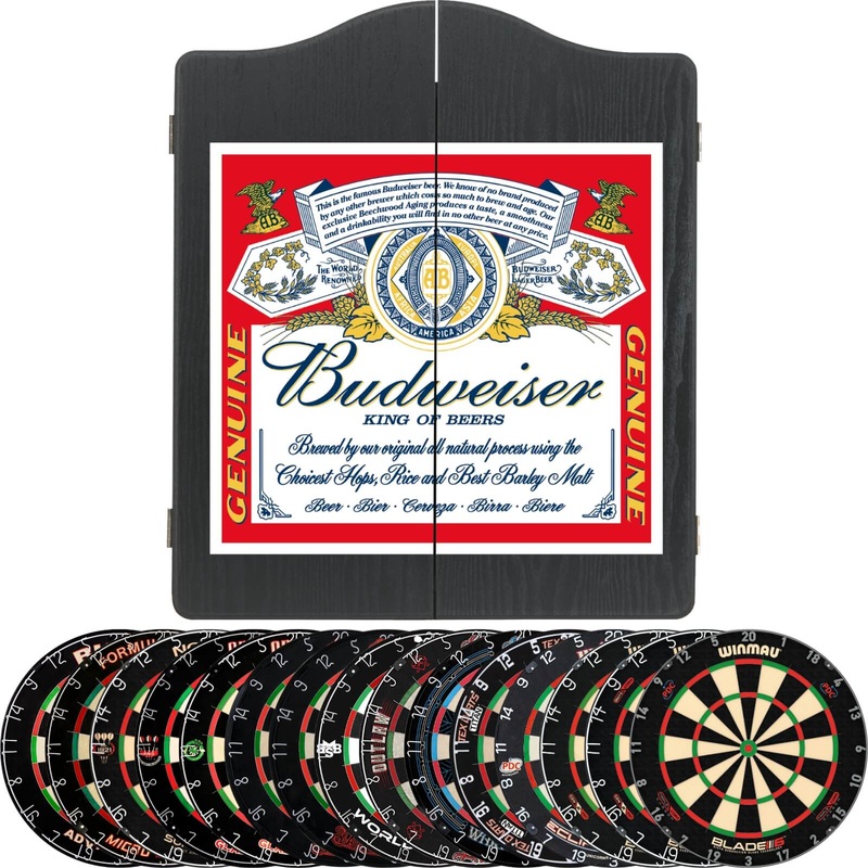 Winmau – Budweiser Dartboard Cabinet & Dartboard Bundle – Choose Your Board Bulls NL – Advantage 501