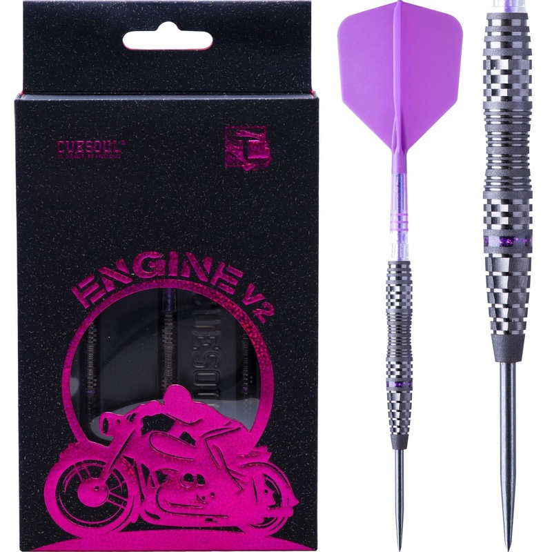 Cuesoul Engine V2 Darts – Steel Tip – 90% Tungsten – Hope Ring – Purple 22g