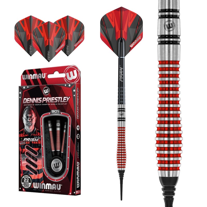 Dennis Priestley Special Edition 90% Tungsten Soft Tip Darts by Winmau 22 Gram