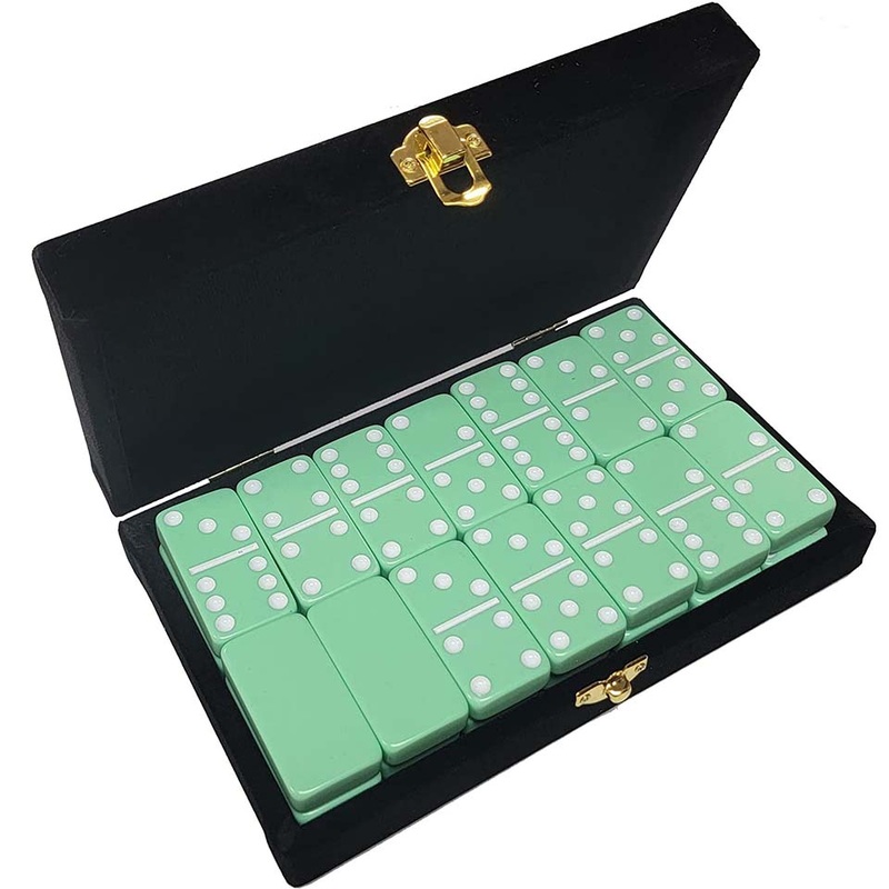 Double 6 Dominoes – Mint Green With White Dots