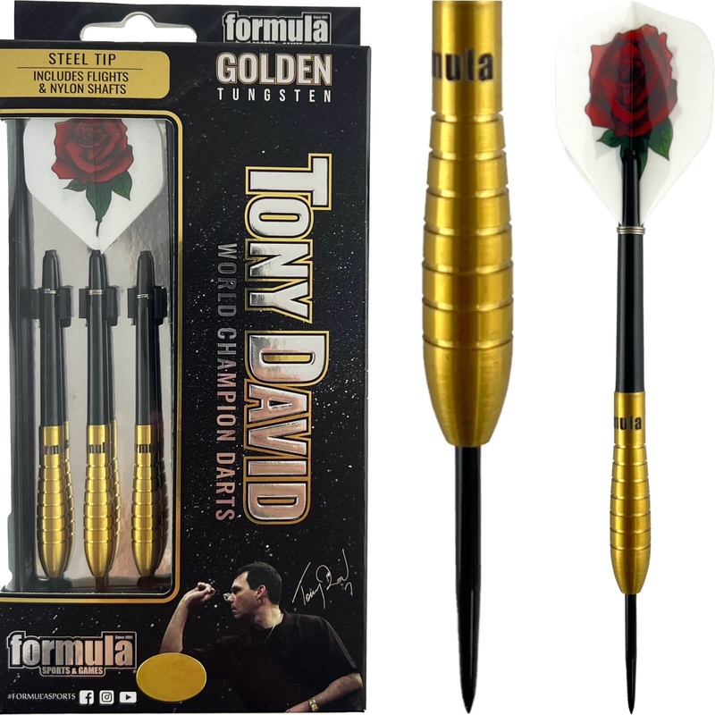 Formula Sports – Tony David Gold Darts – Steel Tip – 90% Tungsten – 21g 23g 25g 21 grams