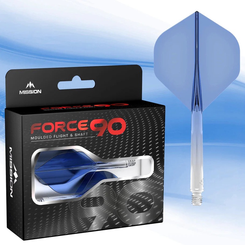 Mission Force 90 – Molded Flight & Shaft System – Gradient – Transparent Blue – Standard No2 – Short Gradient Transparent Blue Short (64.1mm in length excluding thread) Composite Material
