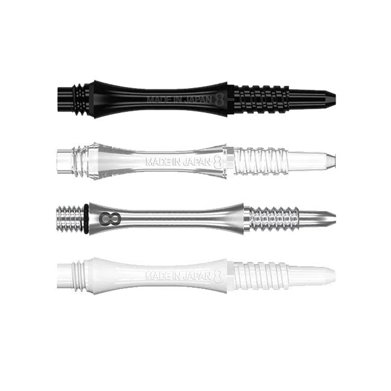 Target Darts 8 Flight Slim Fixed Dart Shafts Black Short