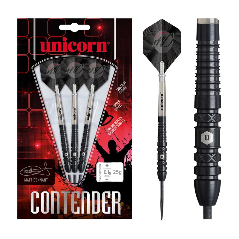 Unicorn Matt Dennant Contender 90% Tungsten Steel Tip Darts 25 GRAM