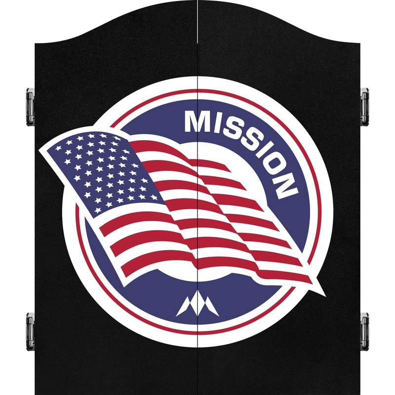 USA Dartboard Cabinet – C1 – Black – Stars and Stripes – Flying Flag