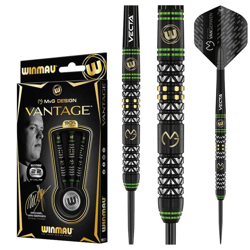 Winmau MvG Vantage 90% Tungsten Steel Tip Darts 21 GRAM
