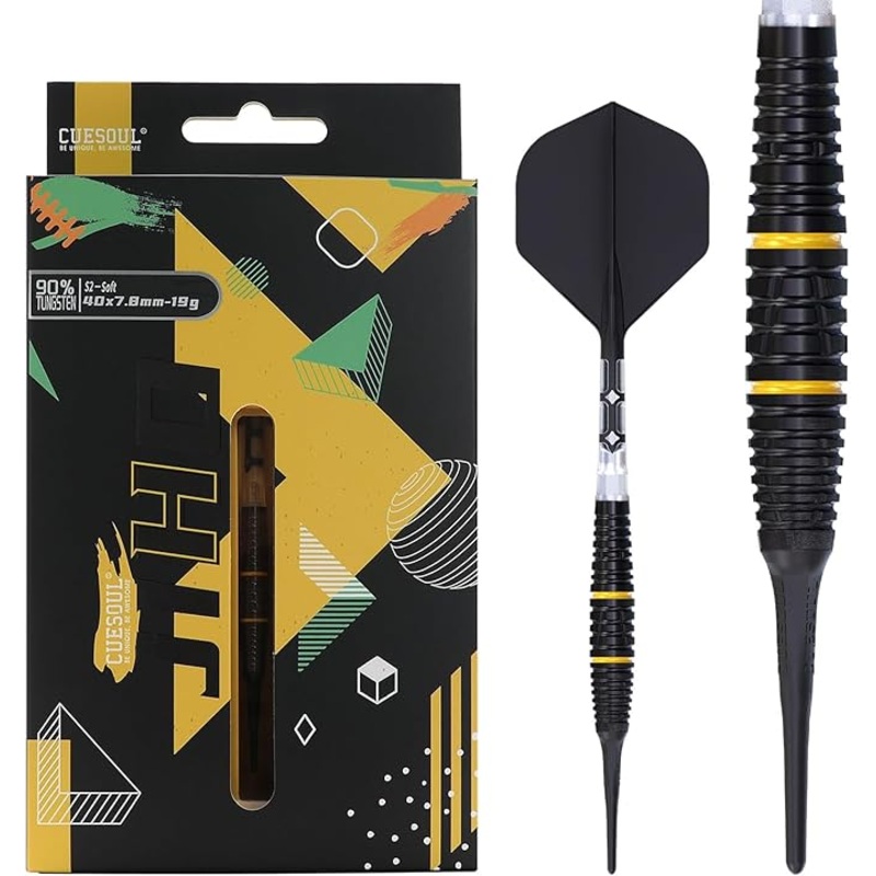 CUESOUL JIHO S2 19 gram 90% Tungsten Soft Tip Dart Set w/ ROST T19 Flight