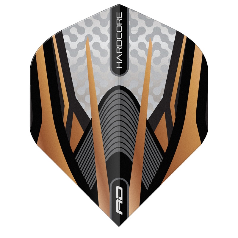 Hardcore Premium Gold, Black & White Standard Dart Flights by Red Dragon