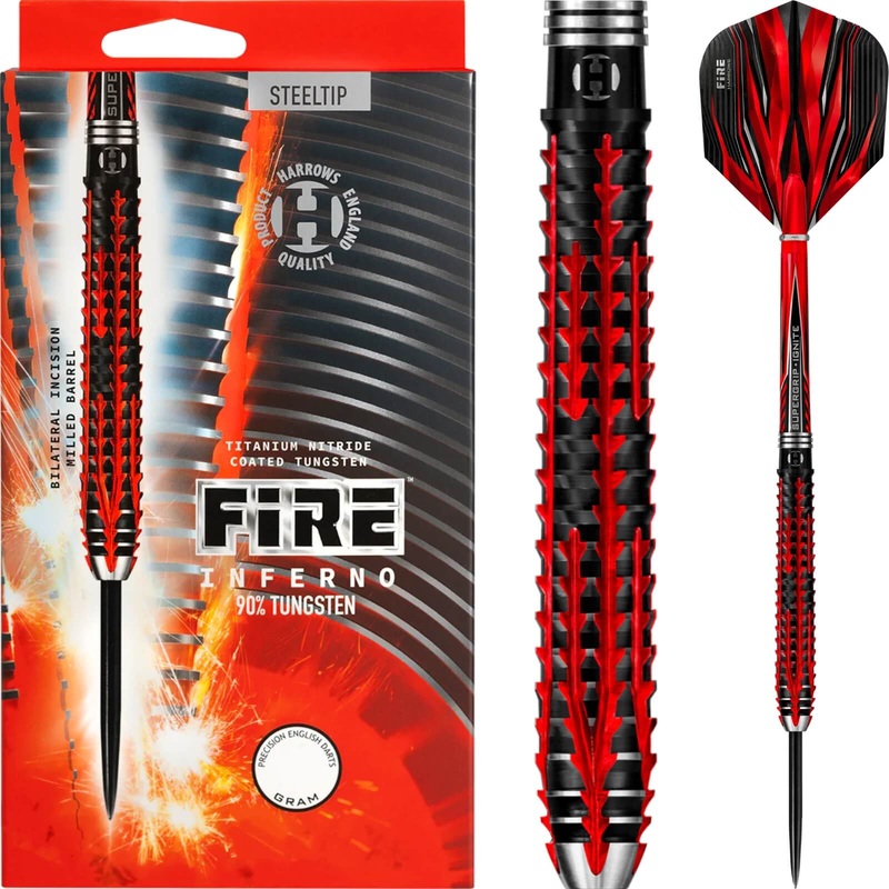 Harrows – Fire Inferno Darts – Steel Tip – 90% Tungsten – 21g 22g 23g 24g 25g 26g 21 grams