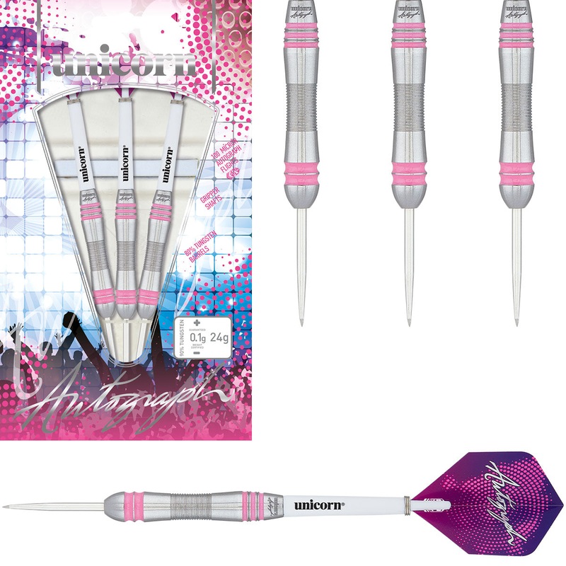 Autograph Pink Style 2 80% Tungsten Steel Tip Darts by Unicorn 24 Gram