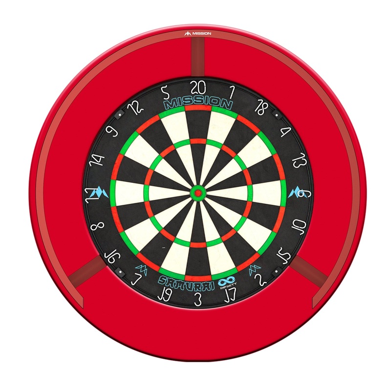 Mission Samurai Infinity Dartboard Set – Dart Board, Surround & Torus 270 Light – Red