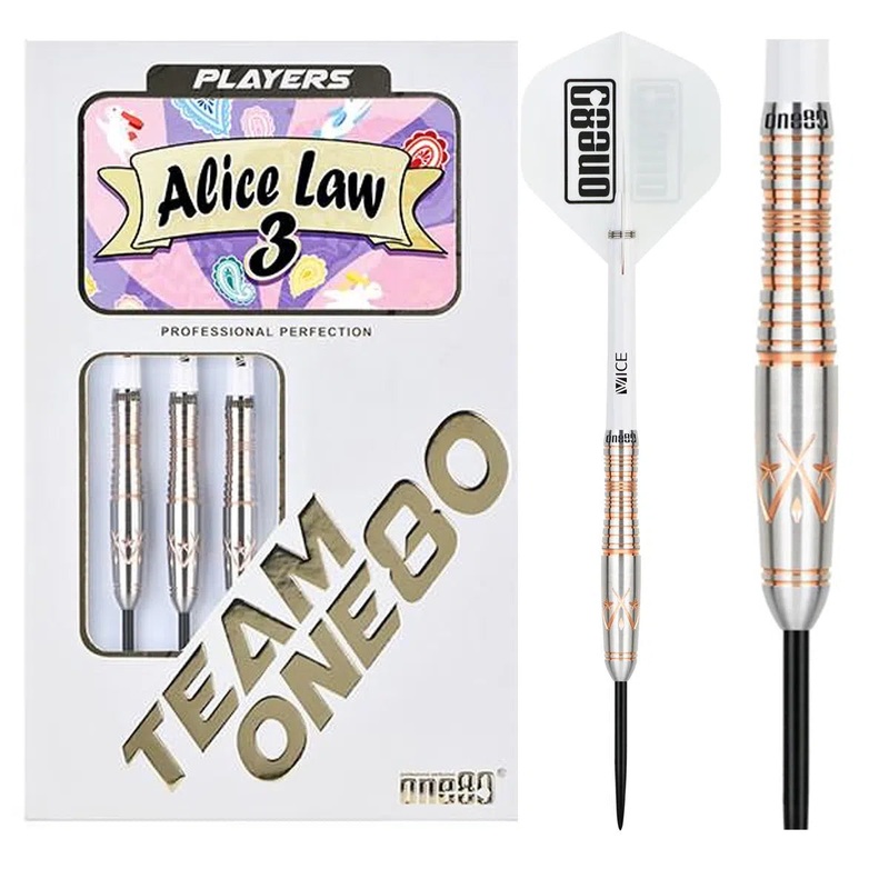 One80 Alice Law 3 Rose Gold 90% Tungsten Steel Tip Darts 22 GRAM