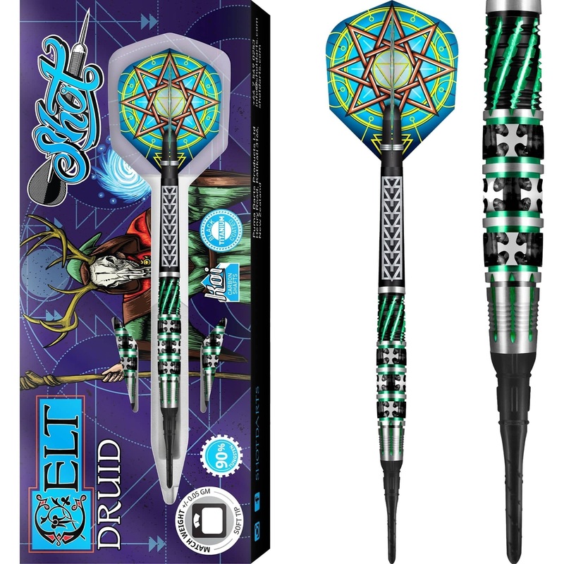 *Shot Celt Druid Darts – Soft Tip – Black & Green 18g