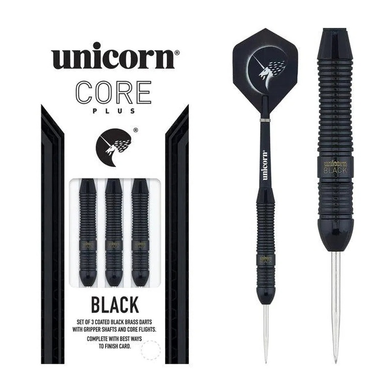 Unicorn Core Plus Win Black Brass Style 1 Steel Tip Darts 22 GRAM