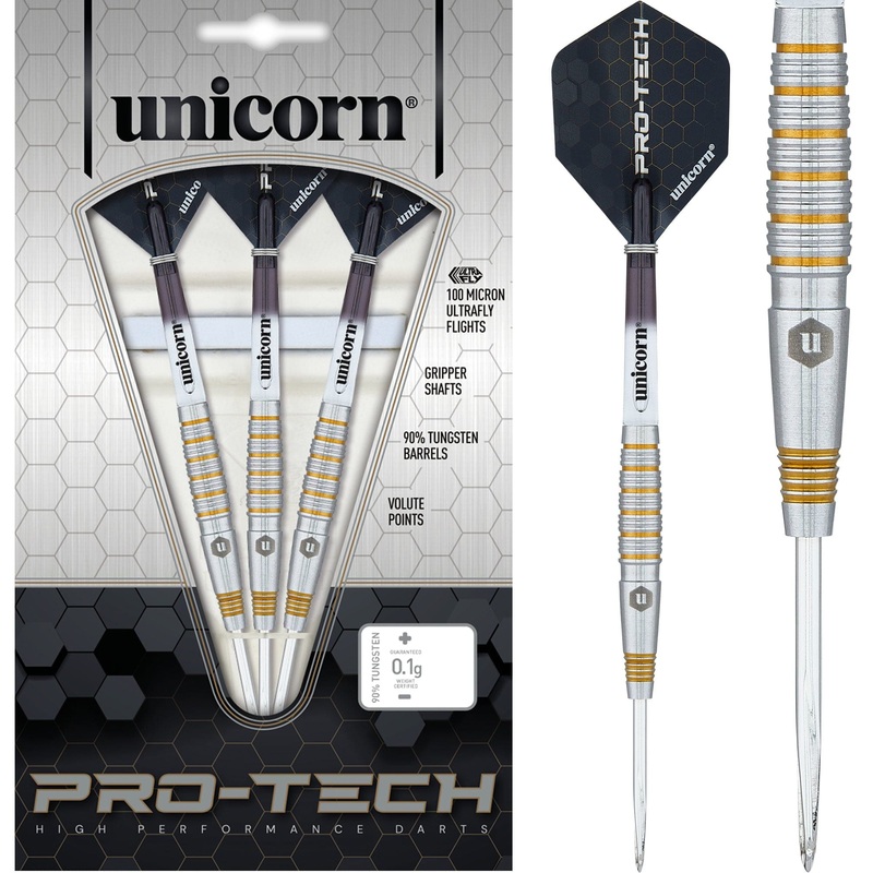 *Unicorn Protech Darts – Style 2 – Steel Tip – Gold Ring 21g