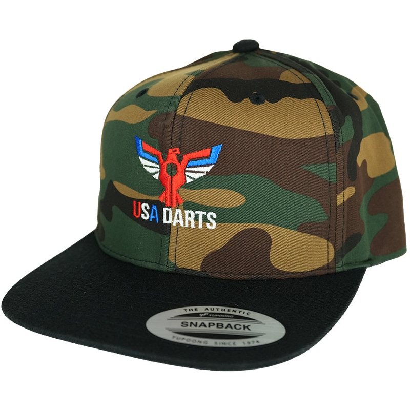 USA Darts Yupoong 6089 Snapback Hat – Camo/Black