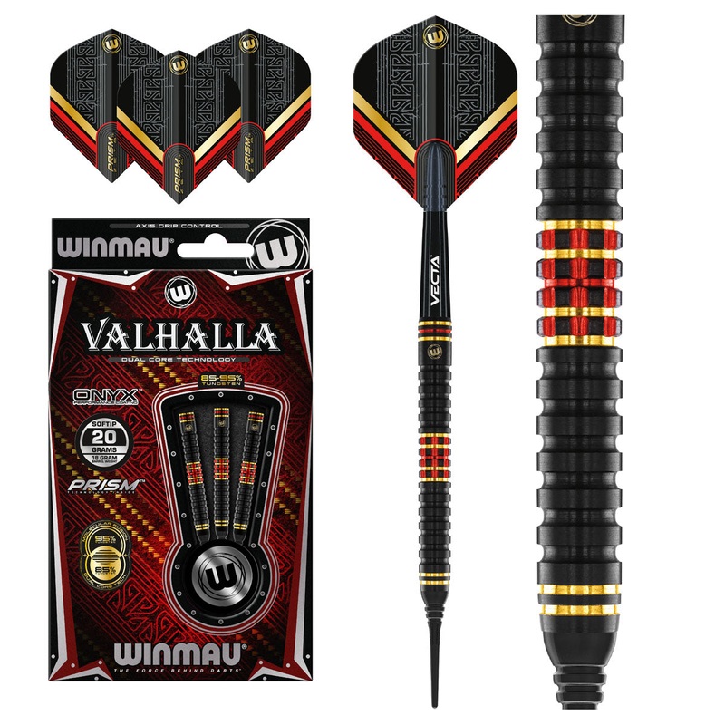 Valhalla 95%/85% Tungsten Soft Tip Darts Dual Core technology by Winmau 20 Gram