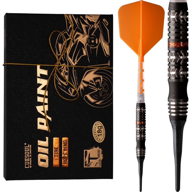 Cuesoul Motorcycle Darts – Soft Tip Tungsten – Tire – Hope Ring – Orange 18g