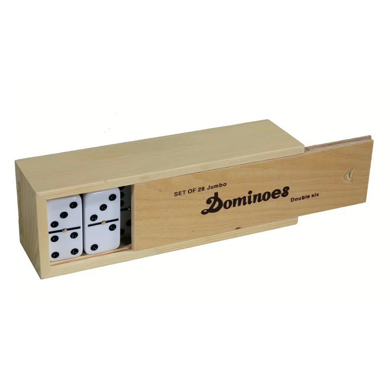 Double 6 Jumbo Dominoes With Spinners In Wooden Case