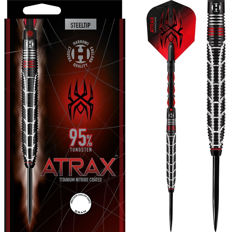 *Harrows Atrax Darts – Steel Tip – 95% – Black Titanium 21g